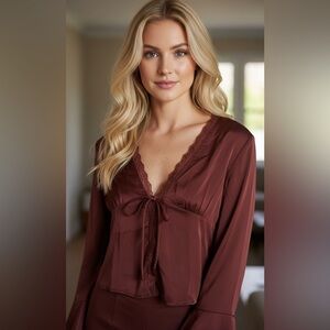 Princess Polly Hunton Long Sleeve Top Brown